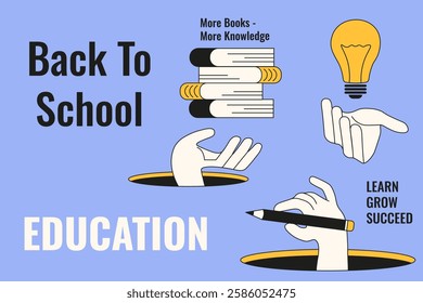 Perfect Education vector illustration banner. Online courses and training theme. Back to School background template design. EPS 10