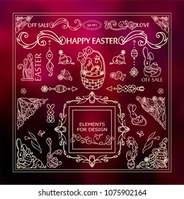 Perfect elements for spring holiday, cute design! Vector collection of signs, symbols, corners for frames, squares, dividers, arrows. New arts in each set 