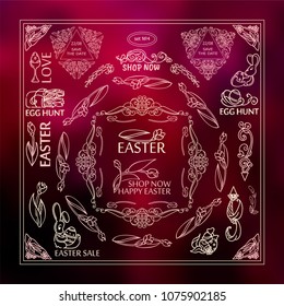 Perfect elements for spring holiday, cute design! Vector collection of signs, symbols, corners for frames, squares, dividers, arrows. New arts in each set 