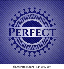 Perfect emblem with denim texture