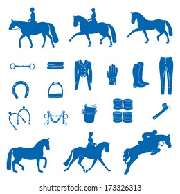 Perfect Equine Icon Set Drawn In Vector.