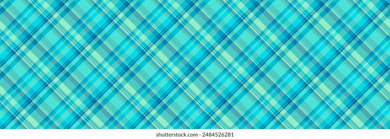 Perfect fabric textile tartan, skill plaid vector texture. Dining check background pattern seamless in cyan and teal colors palette.