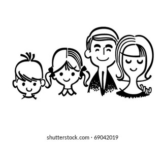 Perfect Family - Retro Clipart Illustration