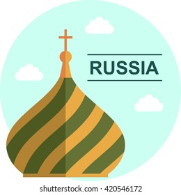 Perfect flat style illustration of Russian topic. Modern style logotype or picture about travel for web site, banner, social nets and print. 