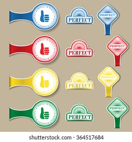 Perfect - free stickers. Vector. Grouped for easy editing. Good for labels or stickers.