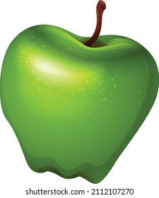 Perfect Fresh Green Apple Isolated on White Background with no water drop in Full Depth of Field with Clipping Path.