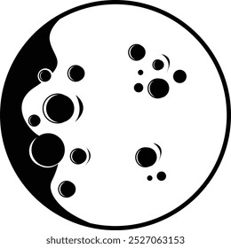 a perfect full moon, a black and white moon logo