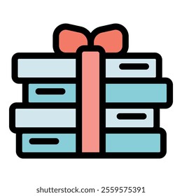 Perfect gift for bookworms, a stack of books tied with a festive pink ribbon, celebrating the joy of reading