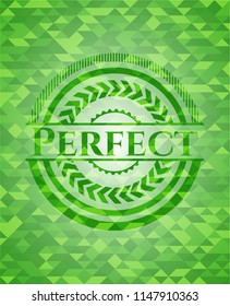 Perfect green emblem. Mosaic background