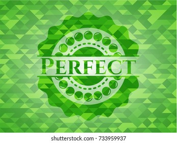 Perfect green emblem. Mosaic background