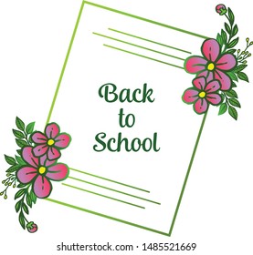 Perfect green leafy flower frame, for invitation card back to school. Vector