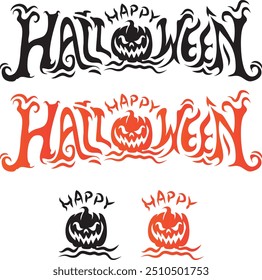 ¡Perfecto para Halloween! Logotipo de texto personalizable 'Happy Halloween' diseñado con colores vibrantes y Fuentes divertidas. Ideal para publicaciones en redes sociales, tarjetas y más. Dale vida a tus celebraciones de Halloween.