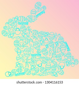 Perfect hand drawn Easter cartoon icons in a cute bunny shape