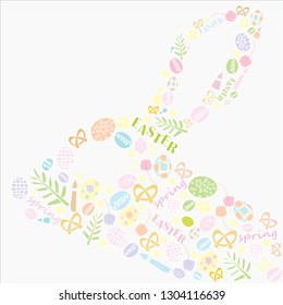 Perfect hand drawn Easter cartoon icons in a bunny head shape