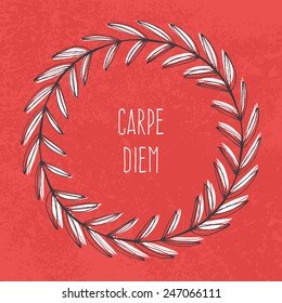 Perfect hand drawn frame with a place for your text. Circle natural wreath for invitation cards, save the date, wedding card design. 