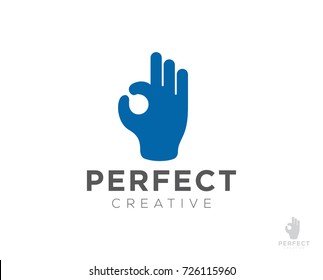 perfect hand ok logo icon vector template