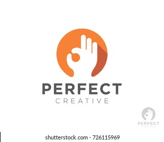 perfect hand ok logo icon vector template