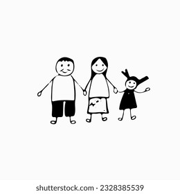 Familia feliz perfecta, ilustración plana vectorial