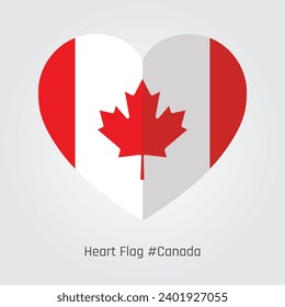Perfect Heart-shaped Canada Flag Vector, Immerse yourself in a symphony of national pride with our exquisite perfect heart-shaped country flag vector design. This meticulously crafted symbol intertwin