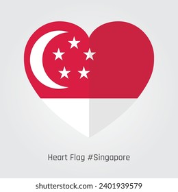 Perfect Heart-shaped Singapore Flag Vector design, Immerse yourself in a symphony of national pride with our exquisite. This meticulously crafted symbol intertwines love and patriotism