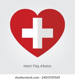 Perfect Heart-shaped Swiss Flag Vector design, Immerse yourself in a symphony of national pride with our exquisite. This meticulously crafted symbol intertwines love and patriotism