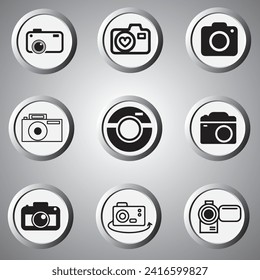 perfect icon set of photography camera shutter