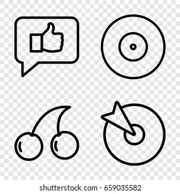 Perfect icons set. set of 4 perfect outline icons such as cherry, target