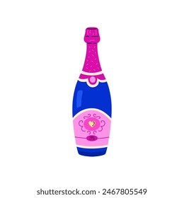 The perfect image for a bar. Vector illustration of a wine bottle in an elegant label on a white background. Ideal for product decoration or tasting.