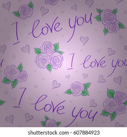 Perfect image on neutral background for wallpaper, web page, textile, greeting cards and wedding invitations. Valentine vector seamless pattern with letter, flower and hearts.