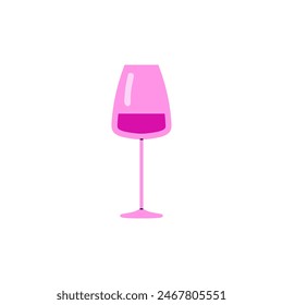 The perfect image for a restaurant. Vector illustration of red wine in a glass on a white background. Ideal for beverage presentations or tastings.