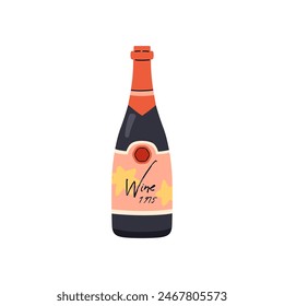 The perfect image for a winery. Vector illustration of a bottle of wine from 1975 in an elegant label on a white background. Ideal for product decoration