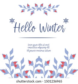 Perfect for invitation card romantic with drawing of blue leaf flower frame. Vector