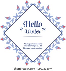 Perfect for invitation card romantic with drawing of blue leaf flower frame. Vector