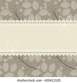 Perfect invitation with lace frame, decorative flowers and leaves. Template can be used for greeting cards, wedding invitations, baby shower and more creative designs.