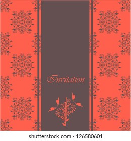 Perfect for invitations and ornate backgrounds. Wedding card or invitation with abstract damask background. Abstract greeting card.