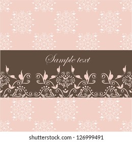 Perfect for invitations and ornate backgrounds. Wedding card or invitation with abstract damask background. Abstract greeting card. Seamless swatch.