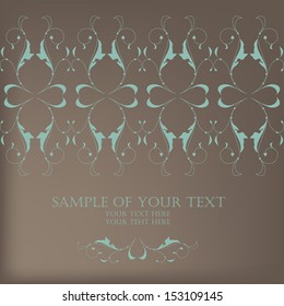Perfect for invitations and ornate backgrounds. Wedding card or invitation in abstract damask style. Abstract greeting postcard. Ornate card announcement. Vintage damask invitation card. 