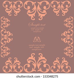 Perfect for invitations and ornate backgrounds. Wedding card or invitation in abstract damask style.Ornate card announcement. Vintage damask invitation card. Abstract vintage background. 