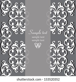Perfect for invitations and ornate backgrounds. Wedding card or invitation in abstract damask style.Ornate card announcement. Vintage damask invitation card. Abstract vintage background. 