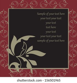 Perfect for invitations and ornate backgrounds. Wedding card or invitation in abstract damask style. Ornate card announcement. Vintage damask invitation card. Abstract vintage background.