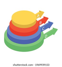 A perfect isometric icon of stacked infographic