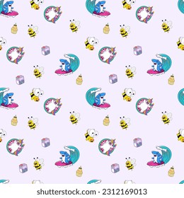 Perfect Kids Apparel Trendy Textile Wrapping Collage Print Seamless Pattern Illustrations