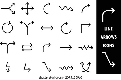 perfect line set arrows icons