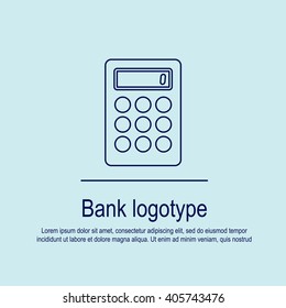 Perfect linear logotype or icon of bank topic. Useful for logotype, badge, print, button apps and web. Cool linear illustration calculation