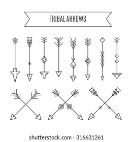 Perfect linear style arrows for your design. Indian or aztec style vector. 
