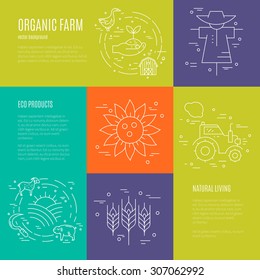 Perfect linear style vector agricultural template.Great linear style conceptual banner template. Agricultural series.
