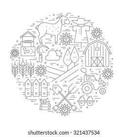 Perfect linear style vector agricultural template. Farming flyers and banners. Eco products series. 