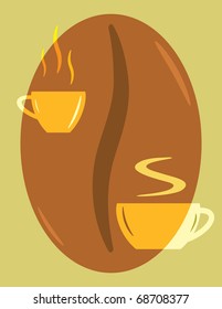 perfect logo with coffee and cappuccino cups on coffee bean background