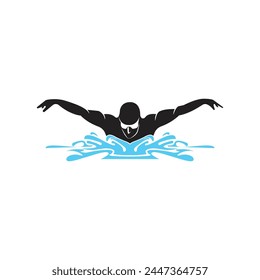 The perfect logo is suitable for use for businesses related to swimming
