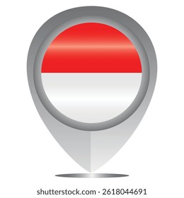 Perfect for maps and travel designs, this pin icon showcases the national flag of Indonesia. Ideal for cultural, educational, or location-based creative projects. Editable Vector EPS Available